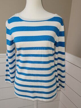 Royal Blue and White Striped Sweater-Size M